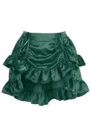 Dark Green Satin Ruched Bustle Skirt (size: Regular)