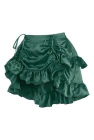 Dark Green Satin Ruched Bustle Skirt (size: Curvy)