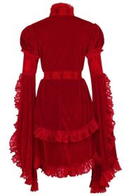 Dark Red Velvet & Lace Ruffled Jacket (size: medium)