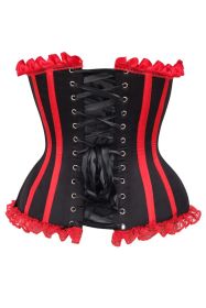 Top Drawer 2 PC Red/Black Burlesque Steel Boned Corset & Bloomer Set (size: XLarge)