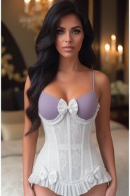 Top Drawer Steel Boned White Lace Underwire Burlesque Underbust Corset Cincher (size: XSmall)