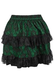 Green/Black Lace Ruched Bustle Skirt (size: Queen)