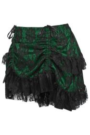 Green/Black Lace Ruched Bustle Skirt (size: Curvy)