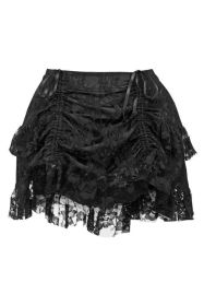 Lavish 2 PC Lt Pink Brocade Corset & Black Lace Skirt Set (size: 2X)