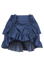 Lavish 2 PC Lt Pink Brocade Corset & Denim Skirt Set (size: 2X)