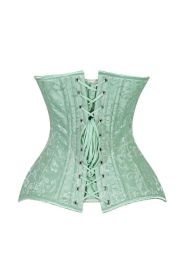 Lavish 2 PC Mint Green Brocade Corset & Black Lace Skirt Set (size: large)