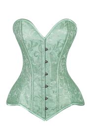 Lavish 2 PC Mint Green Brocade Corset & Denim Skirt Set (size: small)
