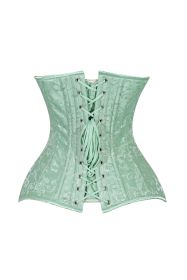 Lavish 2 PC Mint Green Brocade Corset & Denim Skirt Set (size: large)