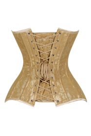 Lavish Beige Lace Overbust Corset Sweetheart Neckline Busk Closure (size: large)