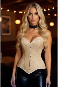 Lavish Beige Lace Overbust Corset Sweetheart Neckline Busk Closure (size: XSmall)