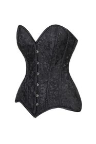Lavish Black Brocade Overbust Corset W/Busk Closure (size: 6X)