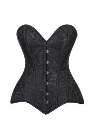 Lavish Black Brocade Overbust Corset W/Busk Closure (size: 5X)