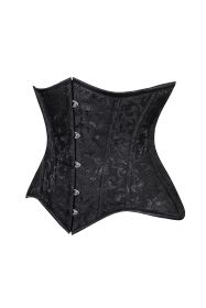 Lavish Black Brocade Waist Cincher Under Bust Corset w/Front Busk Closure (size: small)