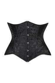 Lavish Black Brocade Waist Cincher Under Bust Corset w/Front Busk Closure (size: XSmall)
