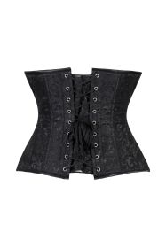 Lavish Black Brocade Waist Cincher Under Bust Corset w/Front Busk Closure (size: medium)