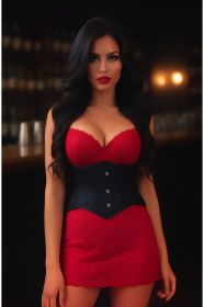 Lavish Black Lace Mini Cincher Underbust Corset Waist Cincher Busk Closure (size: XSmall)