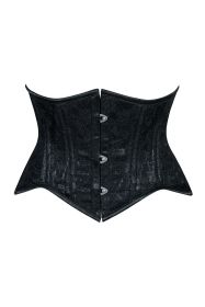 Lavish Black Lace Mini Cincher Underbust Corset Waist Cincher Busk Closure (size: medium)