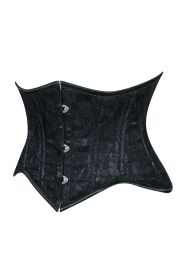 Lavish Black Lace Mini Cincher Underbust Corset Waist Cincher Busk Closure (size: large)
