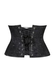 Lavish Black Lace Mini Cincher Underbust Corset Waist Cincher Busk Closure (size: XLarge)