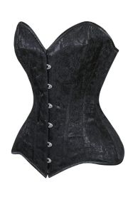 Lavish Black Lace Overbust Corset Sweetheart Neckline Busk Closure (size: large)