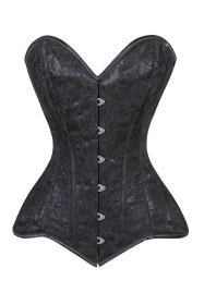 Lavish Black Lace Overbust Corset Sweetheart Neckline Busk Closure (size: medium)