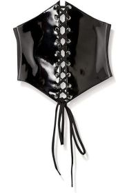 Lavish Black Patent PVC Corset Belt Cincher (size: medium)