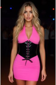 Lavish Black Patent PVC Corset Belt Cincher (size: small)