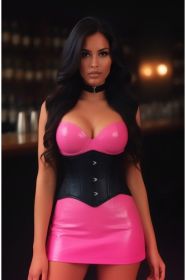 Lavish Black Satin Mini Cincher Underbust Corset Waist Cincher Busk Closure (size: XSmall)