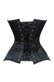 Lavish Black Satin Overbust Corset Sweetheart Neckline Busk Closure (size: 2X)