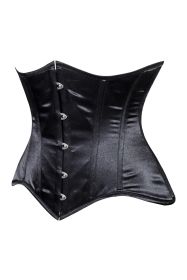 Lavish Black Satin Underbust Corset Waist Cincher Busk Closure (size: small)