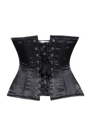 Lavish Black Satin Underbust Corset Waist Cincher Busk Closure (size: medium)