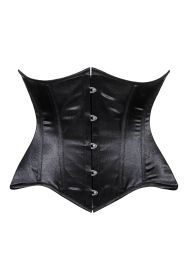 Lavish Black Satin Underbust Corset Waist Cincher Busk Closure (size: XSmall)