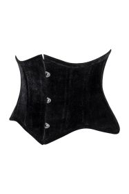 Lavish Black Velvet Mini Cincher Underbust Corset Waist Cincher Busk Closure (size: medium)