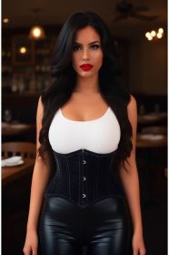 Lavish Black Velvet Mini Cincher Underbust Corset Waist Cincher Busk Closure (size: XSmall)