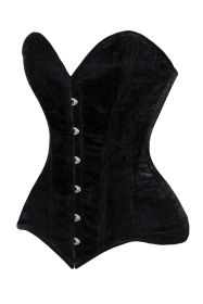 Lavish Black Velvet Overbust Corset Sweetheart Neckline Busk Closure (size: medium)