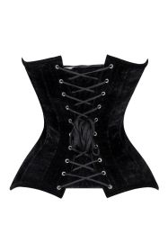 Lavish Black Velvet Overbust Corset Sweetheart Neckline Busk Closure (size: large)