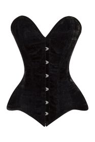 Lavish Black Velvet Overbust Corset Sweetheart Neckline Busk Closure (size: small)