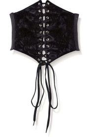 Lavish Black w/Black Lace Overlay Corset Belt Cincher (size: medium)