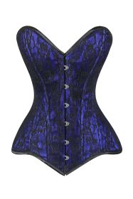 Lavish Blue/Black Lace Overbust Corset Sweetheart Neckline Busk Closure (size: small)