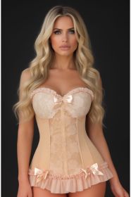 Lavish Champagne Lycra & Lace Hook & Eye Stretch Bustier Corset (size: XSmall)