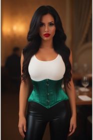 Lavish Dark Green Satin Mini Cincher Underbust Corset Waist Cincher Busk Closure (size: XSmall)