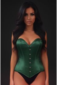 Lavish Dark Green Satin Overbust Corset Sweetheart Neckline Busk Closure (size: XSmall)
