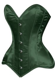 Lavish Dark Green Satin Overbust Corset Sweetheart Neckline Busk Closure (size: XLarge)
