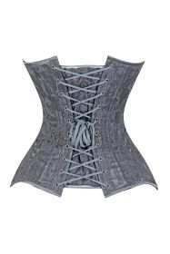 Lavish Dark Grey Lace Overbust Corset Sweetheart Neckline Busk Closure (size: large)