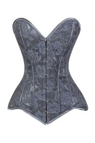 Lavish Dark Grey Lace Overbust Corset Sweetheart Neckline Busk Closure (size: small)