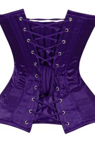 Lavish Dark Purple Satin Overbust Corset Sweetheart Neckline Busk Closure (size: 2X)