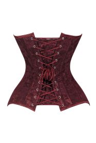 Lavish Dark Red Wine Lace Overbust Corset Sweetheart Neckline Busk Closure (size: 4X)