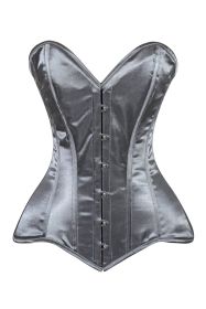 Lavish Dark Silver Overbust Corset Sweetheart Neckline Busk Closure (size: large)