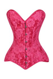Lavish Fuchsia Lace Overbust Corset Sweetheart Neckline Busk Closure (size: 2X)