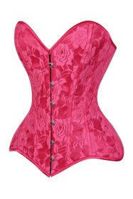 Lavish Fuchsia Lace Overbust Corset Sweetheart Neckline Busk Closure (size: 3X)